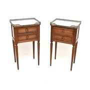 Pair Of Antique French Marble Top Bedside Tables