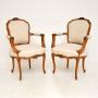 Pair of Antique French Solid Walnut Salon Chairs