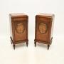 Pair of Antique French Walnut Marble Top Bedsides