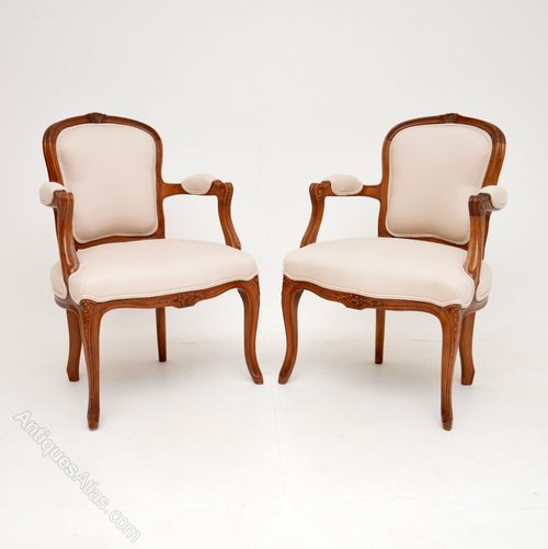 Pair Of Antique French Walnut Salon Chairs - Antiques Atlas