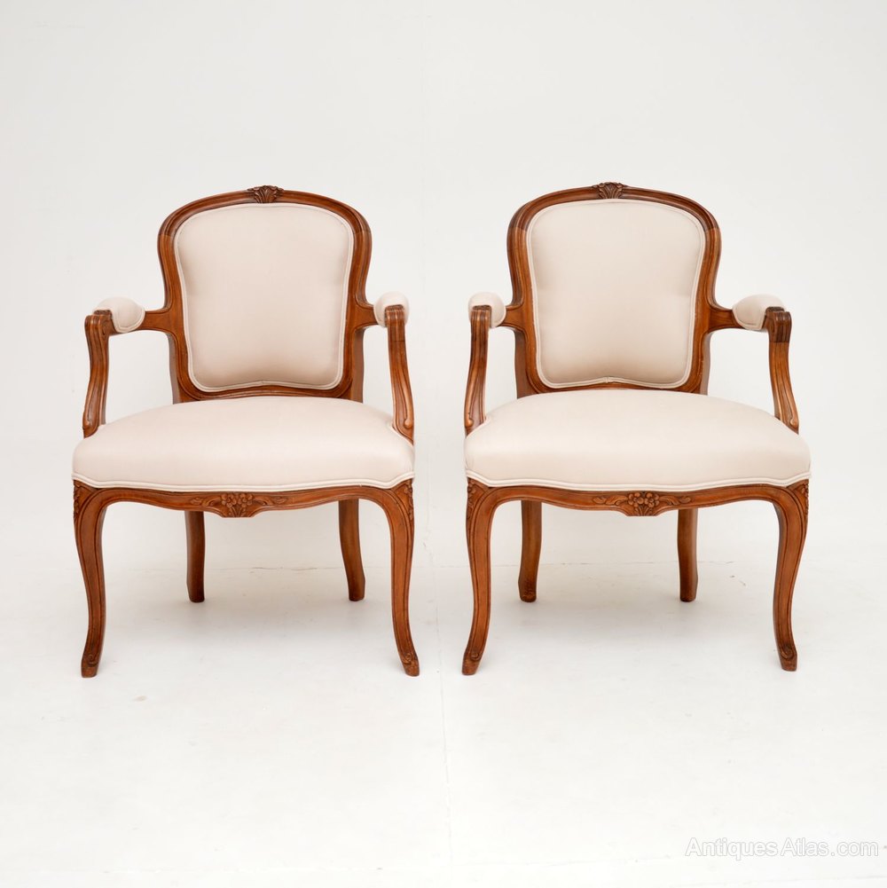 Pair Of Antique French Walnut Salon Chairs - Antiques Atlas