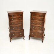 Pair Of Antique Georgian Style Burr Walnut Chests