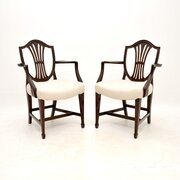 Pair Of Antique Georgian Style Mahogany Armchairs