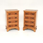 Pair Of Antique Georgian Style Yew Wood Bedsides