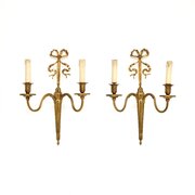 Pair Of Antique Gilt Bronze Wall Sconce Lights