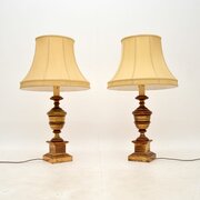 Pair Of Antique Gilt Wood Table Lamps
