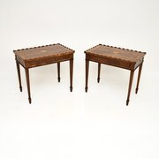Pair Of Antique Inlaid Mahogany Side Tables