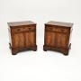 Pair of Antique Inlaid Walnut Bedside Cabinets
