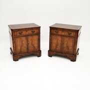 Pair Of Antique Inlaid Walnut Bedside Cabinets