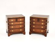 Pair Of Antique Mahogany Campaign Chest Of Drawer