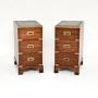 Pair of Antique Mahogany Campaign Style Bedsides