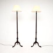 Pair Of Antique Mahogany Floor Lamps