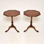 Pair of Antique Mahogany Leather Top Side Tables