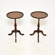 Pair Of Antique Mahogany Leather Top Wine Tables