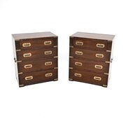 Pair Of Antique Mahogany Military Campaign Chests