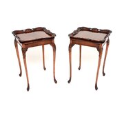 Pair Of Antique Mahogany Tray Top Side Tables