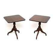 Pair Of Antique Mahogany Tripod Side Tables