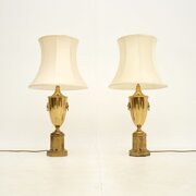 Pair Of Antique Neoclassical Brass Table Lamps