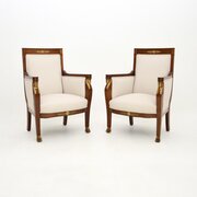 Pair Of Antique Neoclassical Mahogany Armchairs