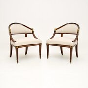 Pair Of Antique Neoclassical Mahogany Armchairs