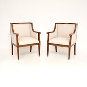Pair of Antique Neoclassical Mahogany Armchairs