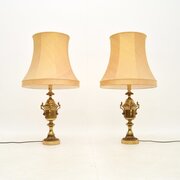 Pair Of Antique Neoclassical Style Brass Lamps
