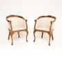 Pair of Antique Queen Anne Style Walnut Tub Chairs