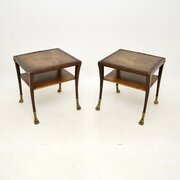 Pair Of Antique Regency Style Leather Top Tables