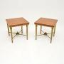 Pair of Antique Satin Wood and Brass Side Tables