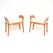 Pair Of Antique Swedish Birch Biedermeier Stools