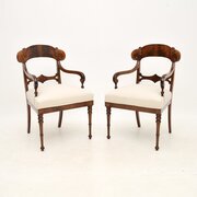 Pair Of Antique Swedish Mahogany Armchairs