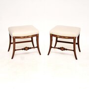 Pair Of Antique Swedish Mahogany Regency Stools