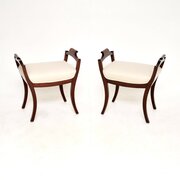 Pair Of Antique Swedish Mahogany Stools