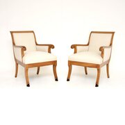 Pair of Antique Swedish Neoclassical Elm Armchairs