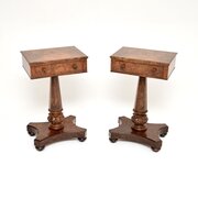 Pair Of Antique William IV Burr Walnut Side Tables