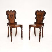 Pair of Antique William IV Mahogany Hall Chairs