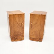 Pair Of Art Deco Burr Walnut Bedside Cabinets