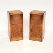 Pair Of Art Deco Burr Walnut Bedside Cabinets