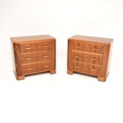 Pair Of Art Deco Figured Walnut Bedside Chests