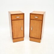 Pair Of Art Deco Satinwood And Walnut Bedsides