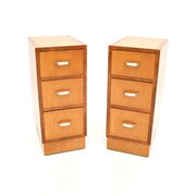 Pair Of Art Deco Satinwood And Walnut Bedsides