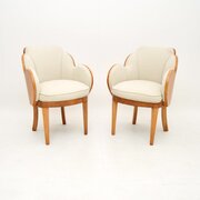 Pair Of Art Deco Sycamore Cloud Back Armchairs