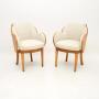 Pair of Art Deco Sycamore Cloud Back Armchairs