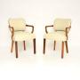 Pair of Art Deco Walnut and Leather Armchairs