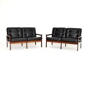 Pair Of Danish Rosewood And Leather Capella Sofas