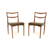 Pair Of Danish Teak And Leather Side Chairs