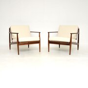 Pair Of Danish Vintage Afromosia Armchairs