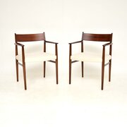 Pair Of Danish Vintage Rosewood Carver Armchairs