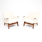 Pair Of Danish Vintage Teak Armchairs