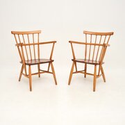 Pair Of Danish Vintage Teak Windsor Armchairs